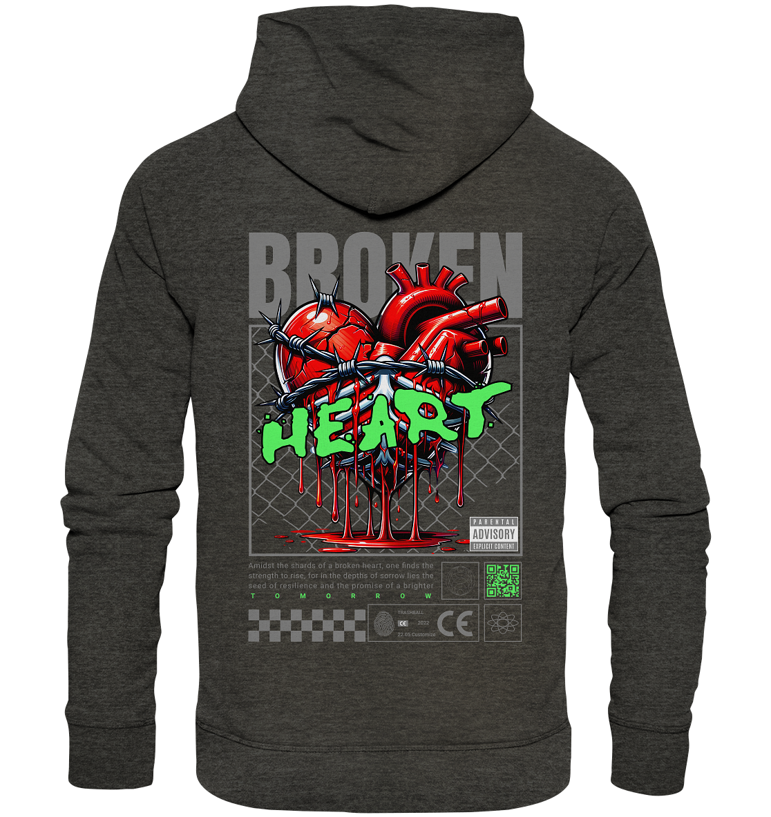 Trashball "Broken Heart" - Organic Hoodie