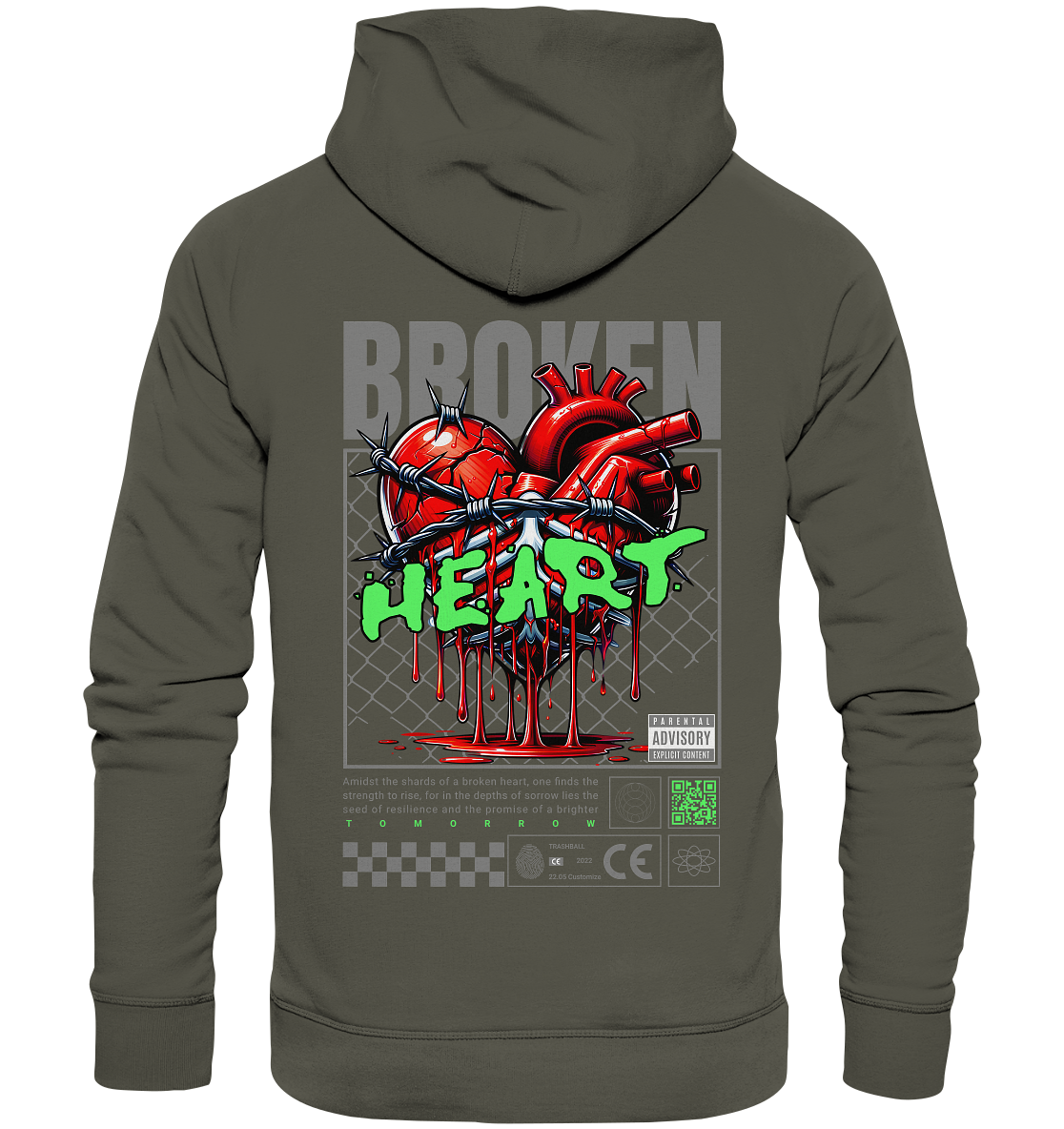 Trashball "Broken Heart" - Organic Hoodie