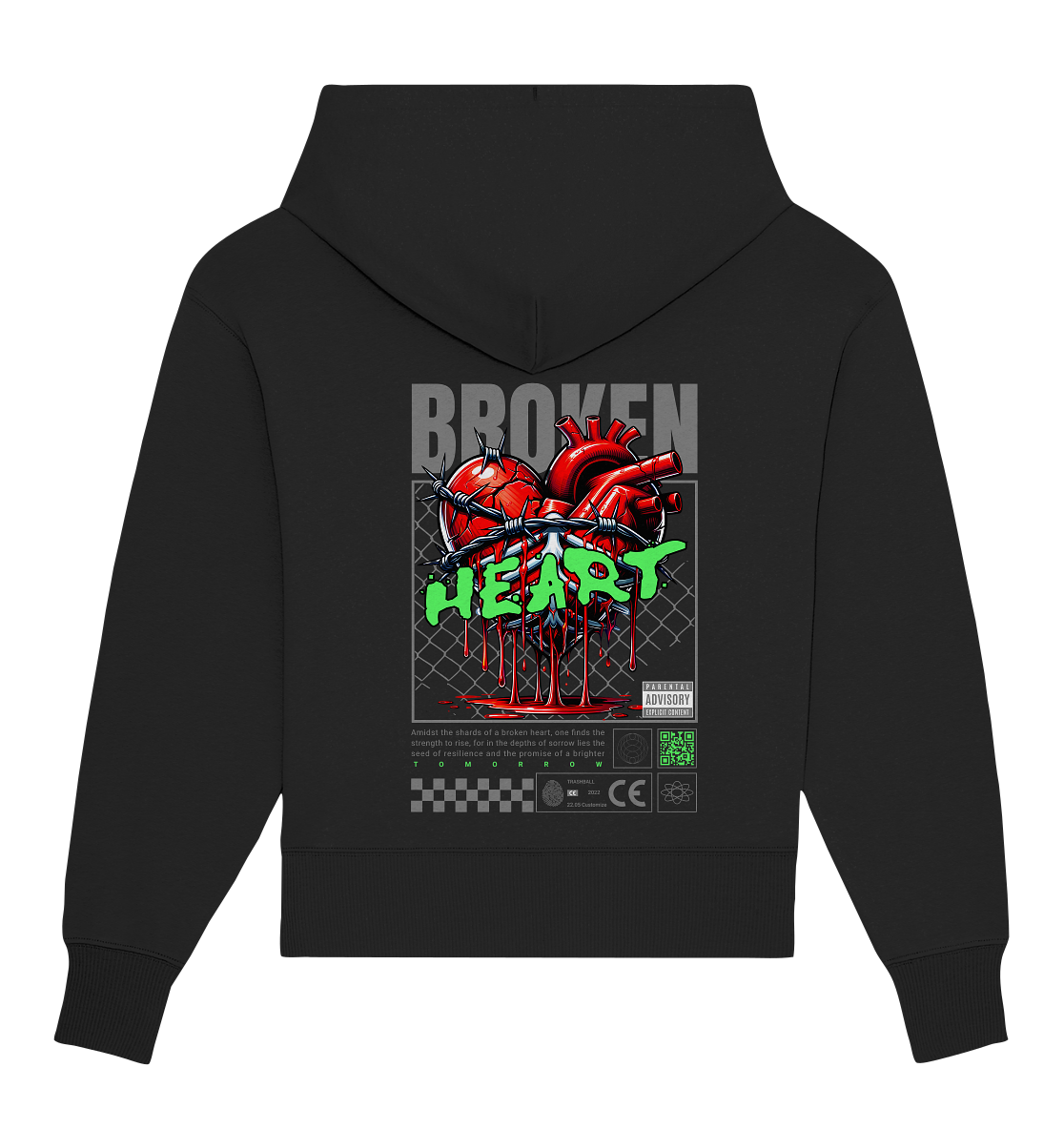 Trashball "Broken Heart" - Organic Oversize Hoodie