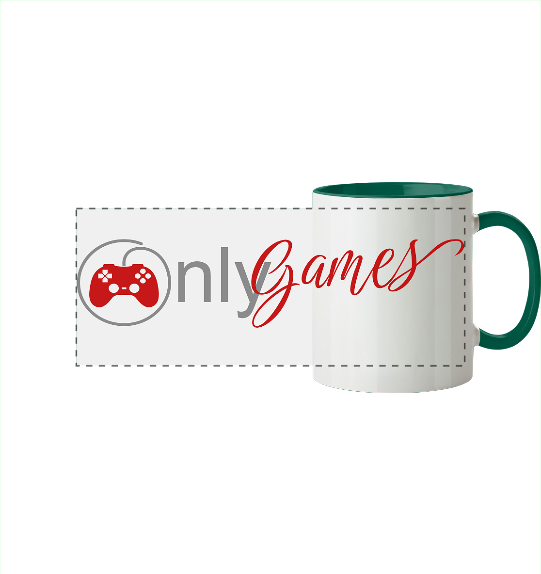 Trashball "Only Games" - Panorama Tasse zweifarbig