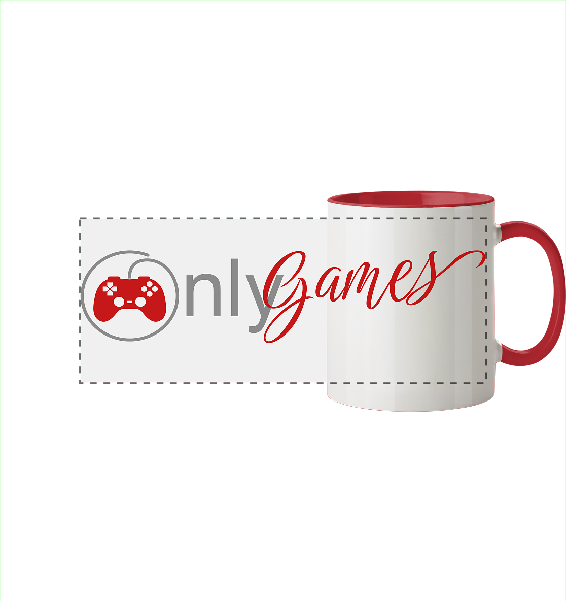 Trashball "Only Games" - Panorama Tasse zweifarbig