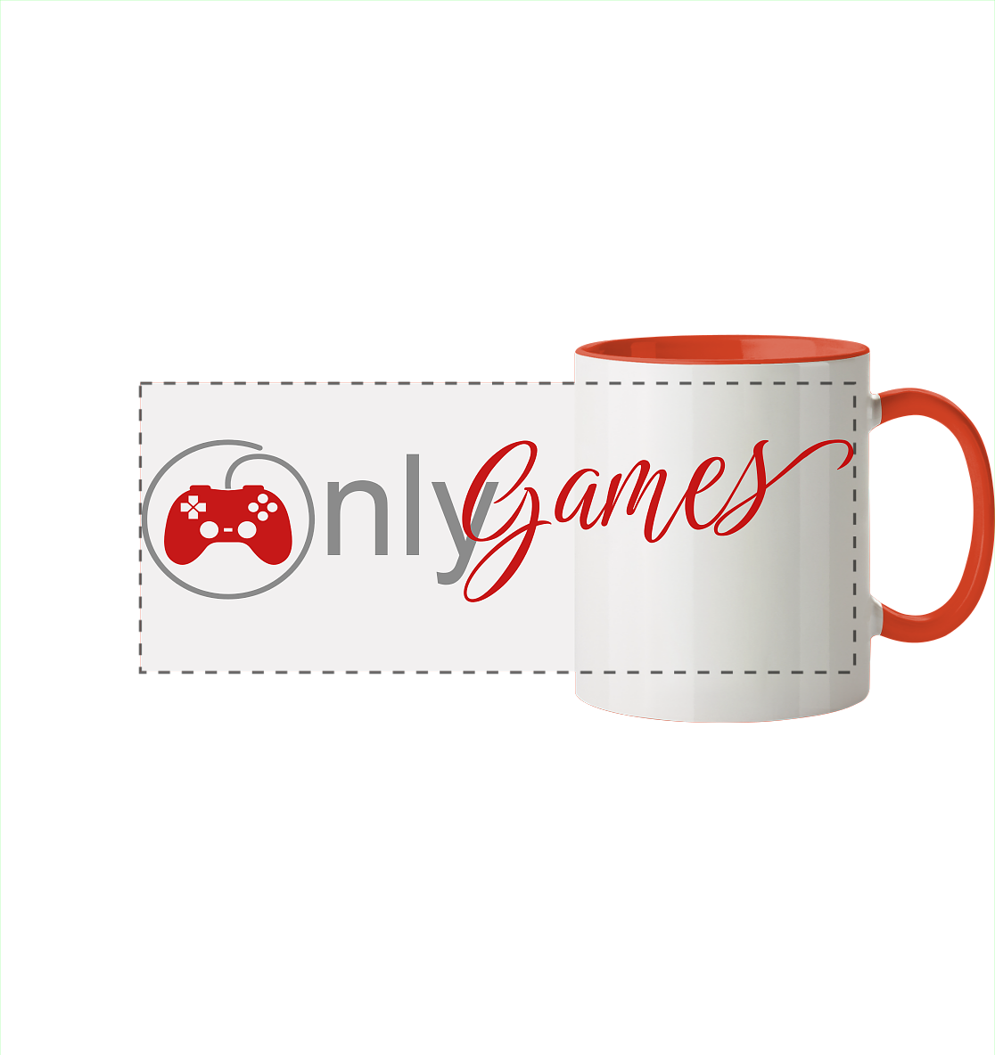 Trashball "Only Games" - Panorama Tasse zweifarbig