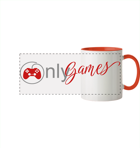 Trashball "Only Games" - Panorama Tasse zweifarbig