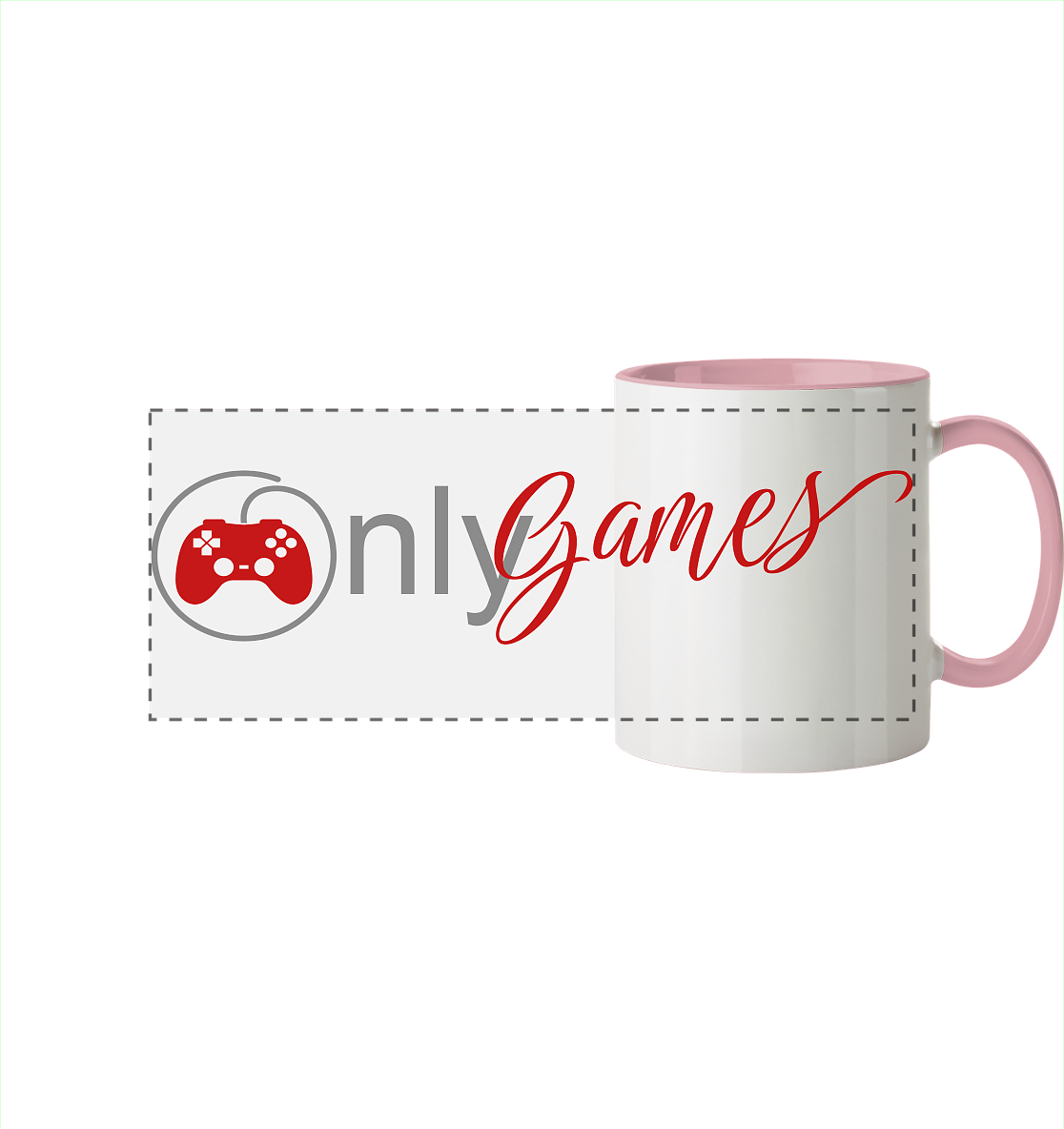 Trashball "Only Games" - Panorama Tasse zweifarbig