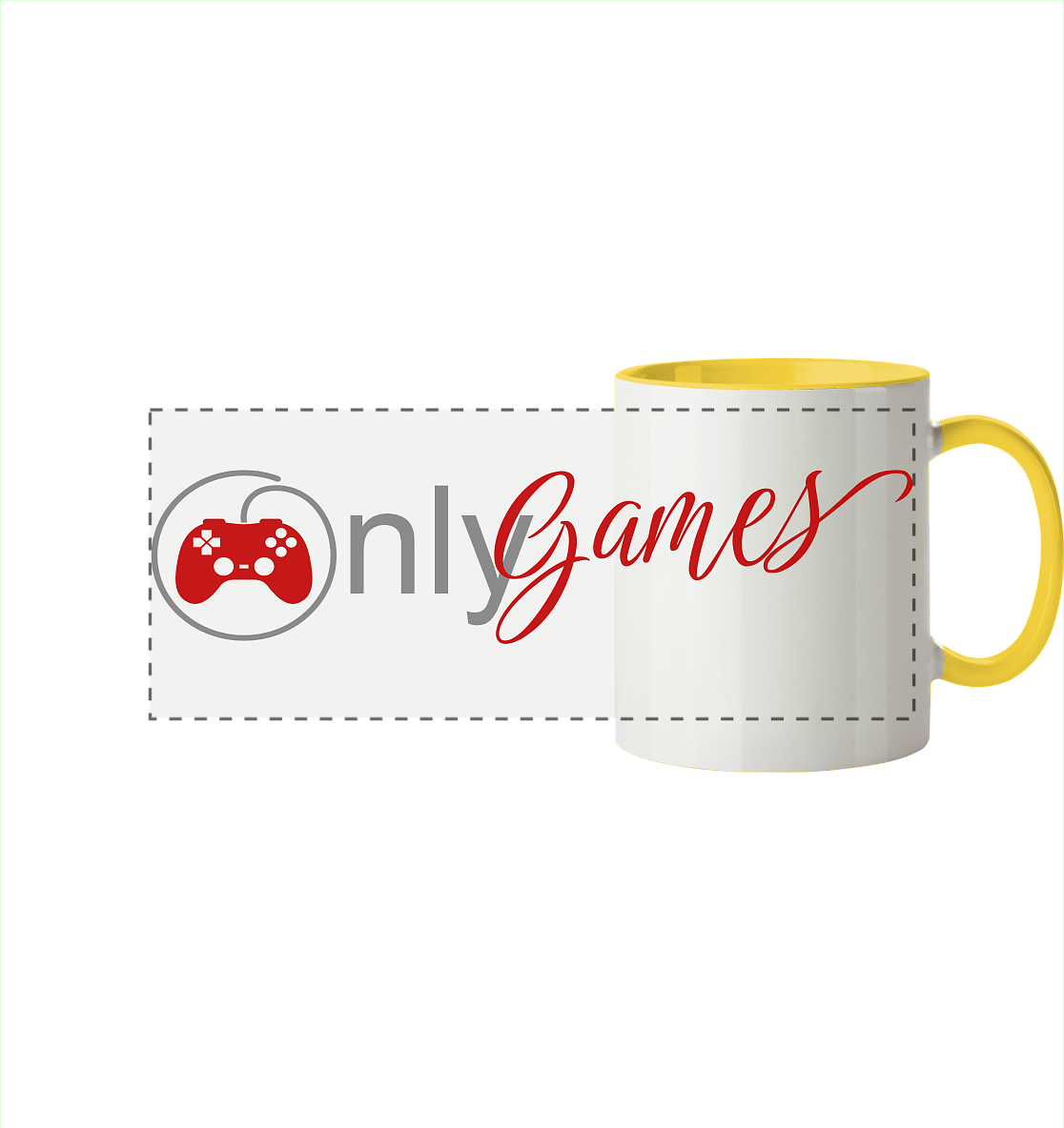 Trashball "Only Games" - Panorama Tasse zweifarbig