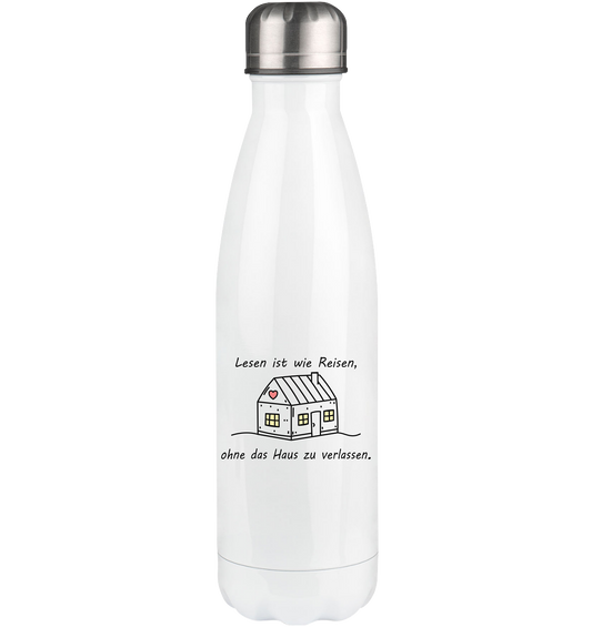 "Lesen ist wie Reisen" - Thermoflasche 500ml